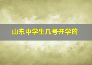 山东中学生几号开学的