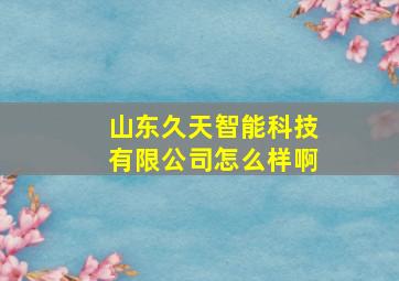 山东久天智能科技有限公司怎么样啊