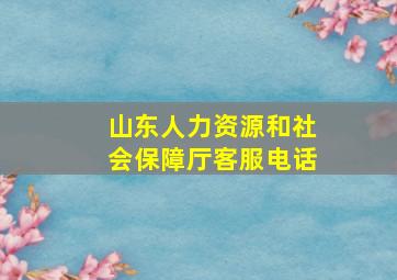 山东人力资源和社会保障厅客服电话