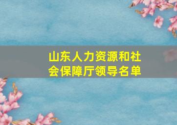 山东人力资源和社会保障厅领导名单