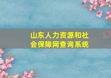 山东人力资源和社会保障网查询系统