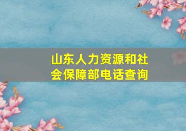 山东人力资源和社会保障部电话查询