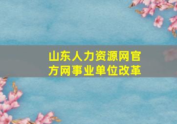 山东人力资源网官方网事业单位改革