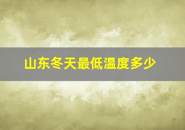 山东冬天最低温度多少