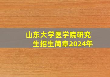 山东大学医学院研究生招生简章2024年