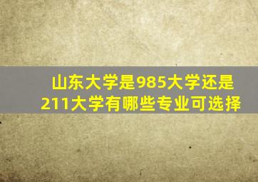 山东大学是985大学还是211大学有哪些专业可选择