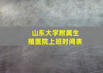 山东大学附属生殖医院上班时间表