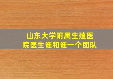 山东大学附属生殖医院医生谁和谁一个团队