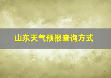 山东天气预报查询方式