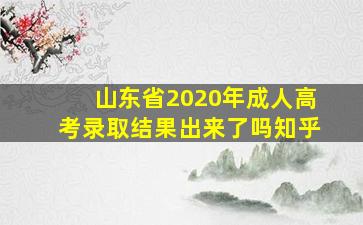 山东省2020年成人高考录取结果出来了吗知乎