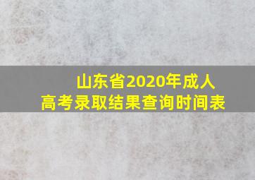 山东省2020年成人高考录取结果查询时间表