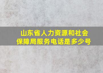 山东省人力资源和社会保障局服务电话是多少号