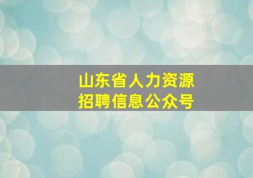 山东省人力资源招聘信息公众号