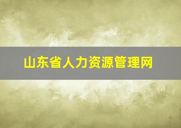 山东省人力资源管理网