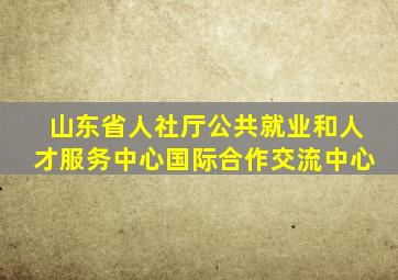 山东省人社厅公共就业和人才服务中心国际合作交流中心