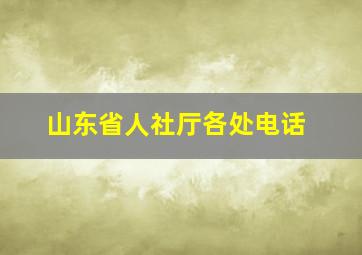 山东省人社厅各处电话