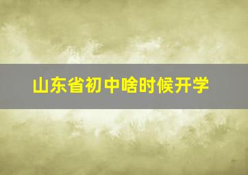 山东省初中啥时候开学