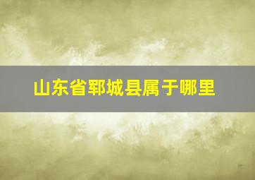 山东省郓城县属于哪里