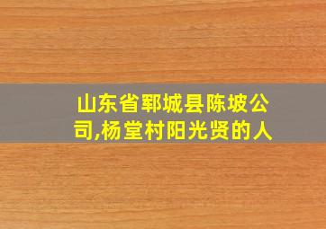 山东省郓城县陈坡公司,杨堂村阳光贤的人