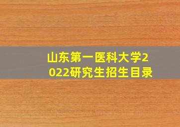 山东第一医科大学2022研究生招生目录