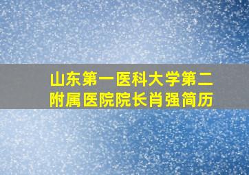 山东第一医科大学第二附属医院院长肖强简历