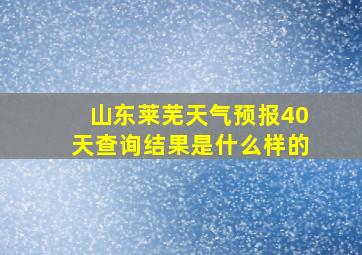 山东莱芜天气预报40天查询结果是什么样的