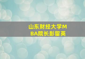 山东财经大学MBA院长彭留英