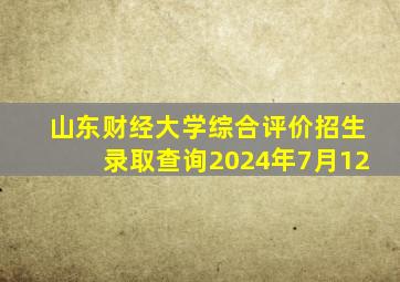 山东财经大学综合评价招生录取查询2024年7月12