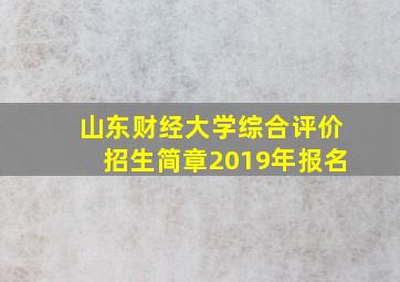 山东财经大学综合评价招生简章2019年报名