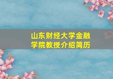 山东财经大学金融学院教授介绍简历