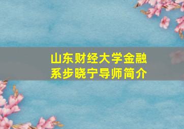 山东财经大学金融系步晓宁导师简介