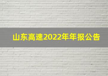 山东高速2022年年报公告