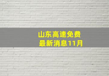 山东高速免费最新消息11月