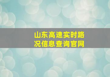 山东高速实时路况信息查询官网