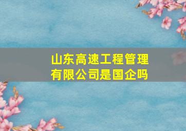 山东高速工程管理有限公司是国企吗