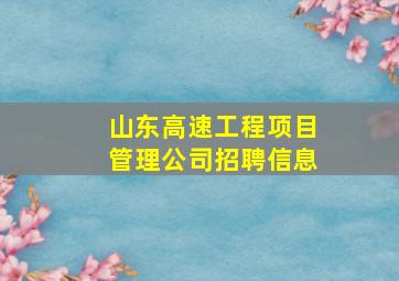 山东高速工程项目管理公司招聘信息