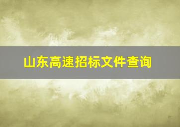 山东高速招标文件查询