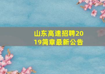 山东高速招聘2019简章最新公告