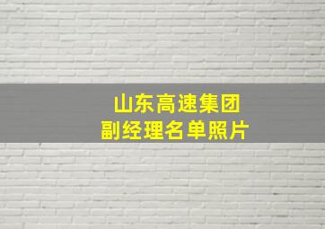 山东高速集团副经理名单照片