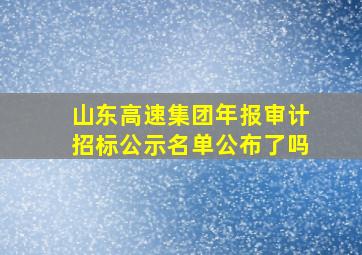 山东高速集团年报审计招标公示名单公布了吗