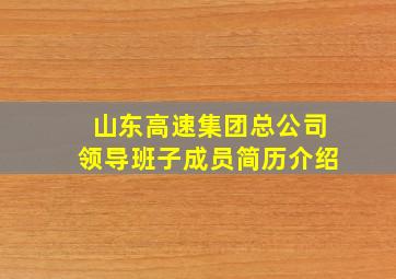 山东高速集团总公司领导班子成员简历介绍