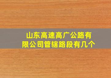 山东高速高广公路有限公司管辖路段有几个