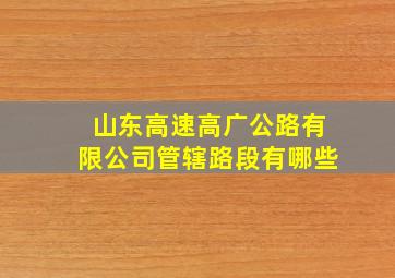 山东高速高广公路有限公司管辖路段有哪些