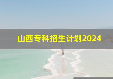 山西专科招生计划2024