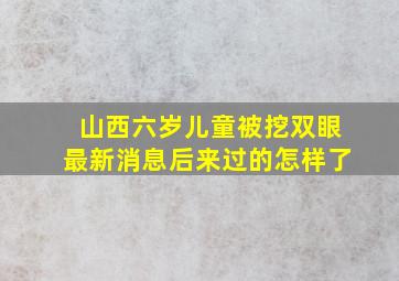 山西六岁儿童被挖双眼最新消息后来过的怎样了