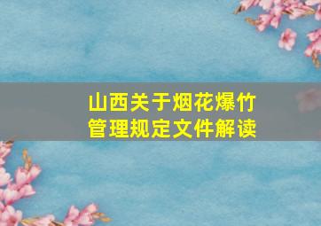 山西关于烟花爆竹管理规定文件解读