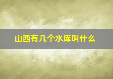 山西有几个水库叫什么