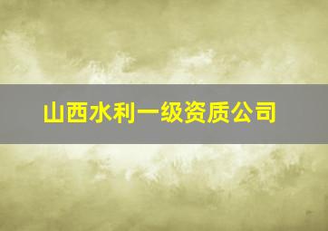 山西水利一级资质公司