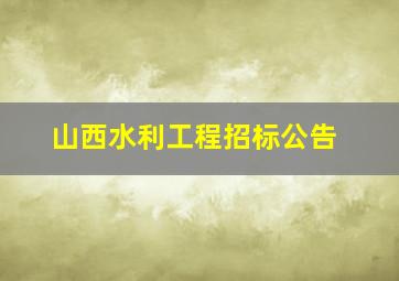 山西水利工程招标公告