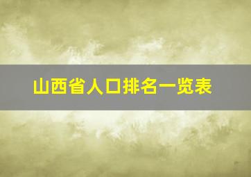 山西省人口排名一览表